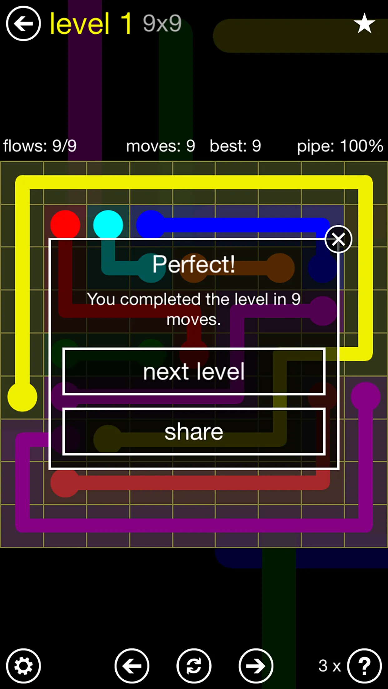 Flow Free board with coloured pipes, screenshot 3