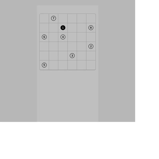 Flow board placeholder: a 6x6 grid with numbered dots from 1 to 8