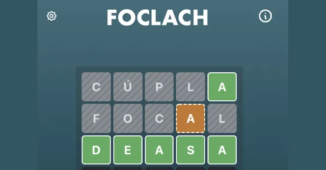 The Foclach share card for the Irish-language Wordle