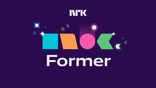 Former title card from NRK: coloured square, slanted block, circle and chevron shapes above the word Former