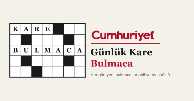 Cumhuriyet Günlük Kare Bulmaca banner with a small grid spelling KARE and BULMACA