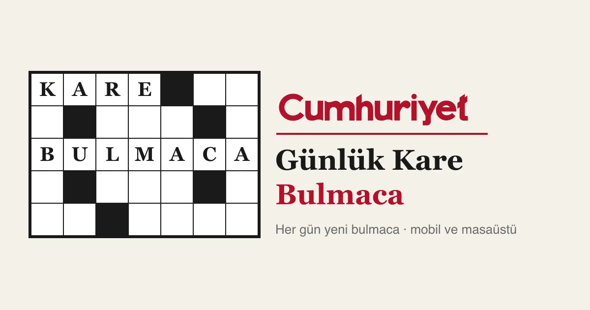 Cumhuriyet Günlük Kare Bulmaca banner with a small grid spelling KARE and BULMACA