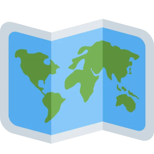 The Geodle icon, a folded world map