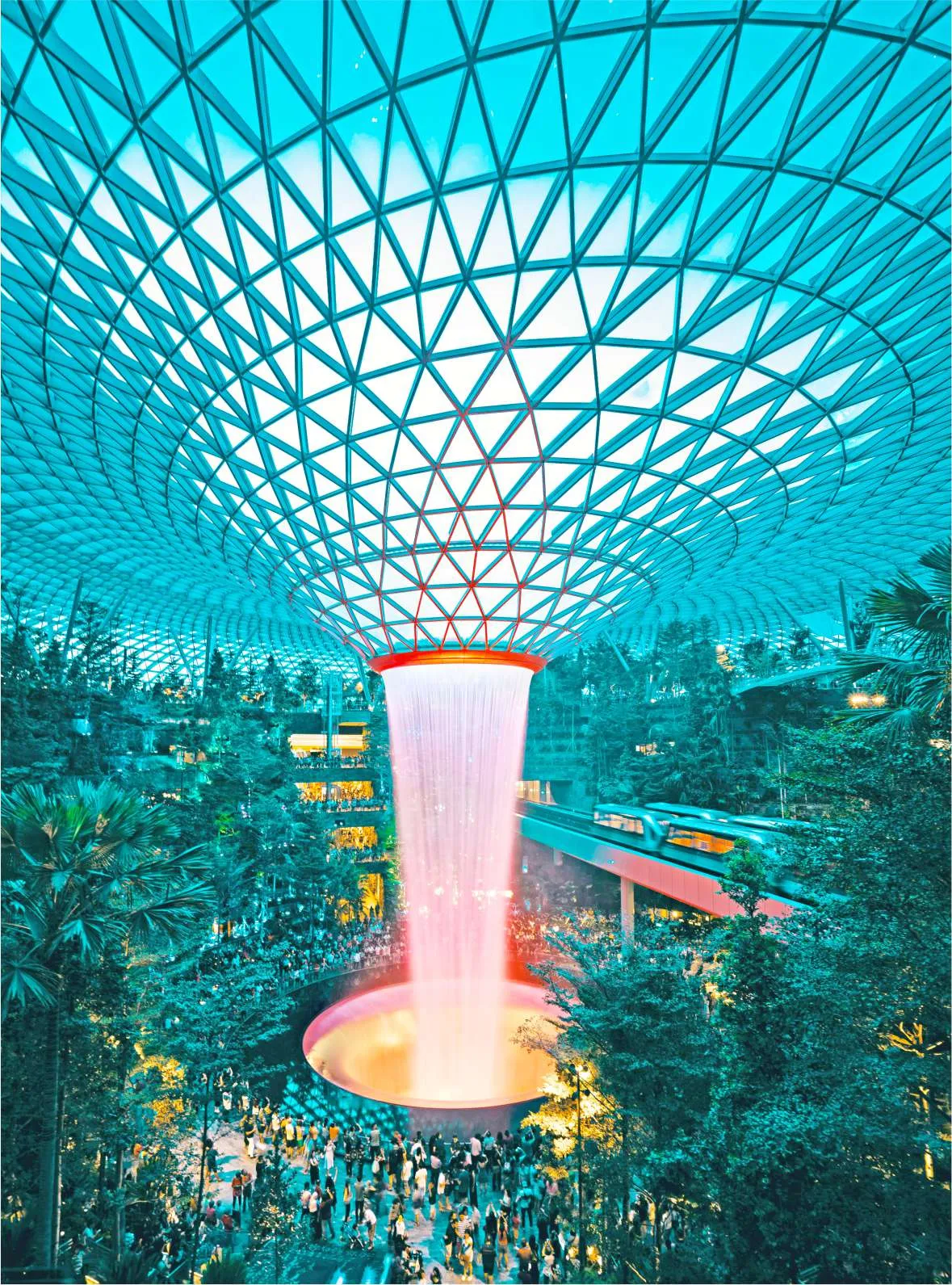 Photo used for the medium puzzle on 2 October 2026: the glass dome and indoor waterfall of Jewel Changi in Singapore