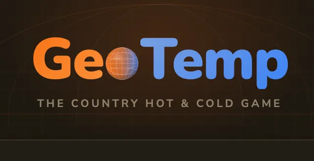 The GeoTemp logo: the word GeoTemp in orange and blue with a globe for the o, above the line The country hot and cold game