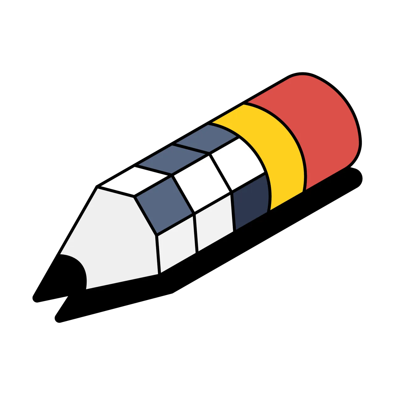 The Globe Mini illustration: a pencil drawn with crossword squares on its side