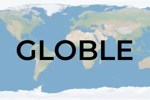 The Globle logo, a globe with coloured countries