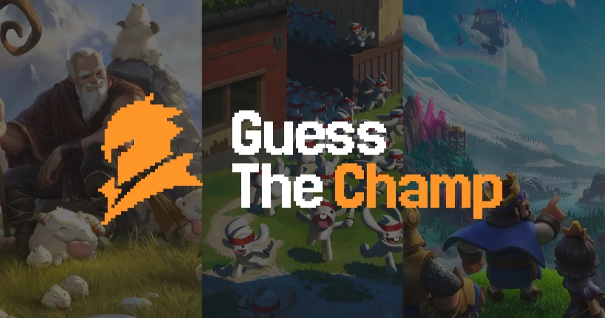 Guess the Champ logo over art from League of Legends, Valorant and Clash Royale
