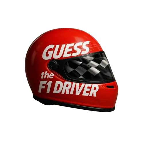 The Guess the F1 Driver logo, a red racing helmet with the game's name on it
