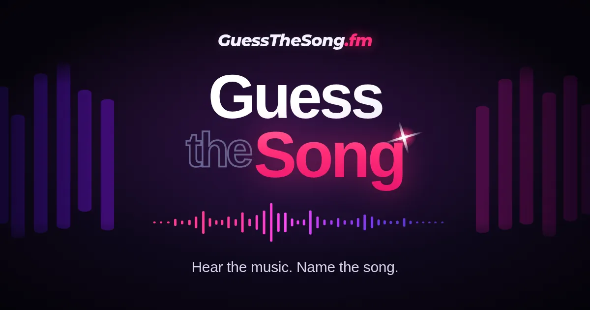 The Guess the Song title card with a sound wave and the line Hear the music, name the song