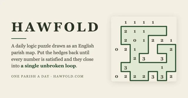 Hawfold, a solved parish: numbered fields enclosed by a single loop of hedge