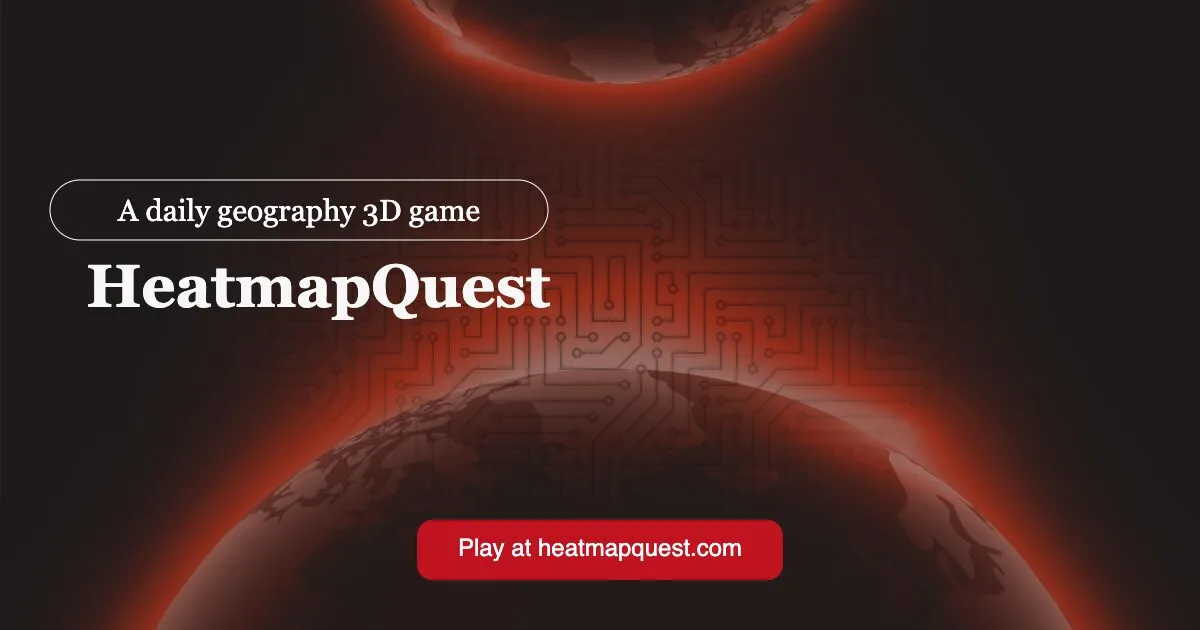 The HeatmapQuest title on a dark background between two glowing red globes