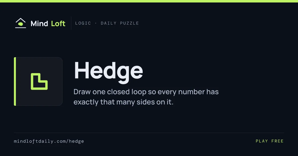 Hedge title card from Mind Loft: the game's icon, name and one-line description