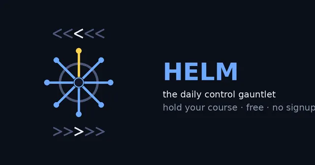 Helm card: a ship's wheel with arrows above and below and the words the daily control gauntlet