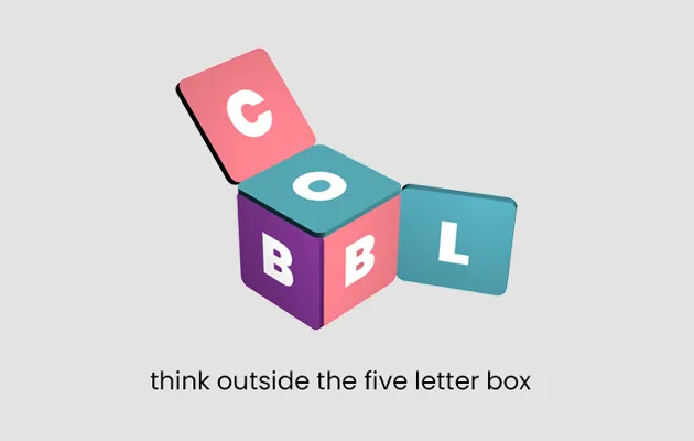 COBBL logo: letter cubes spelling C, O, B, B, L with the line think outside the five letter box