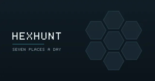 The HexHunt share image: a flower of hexagons