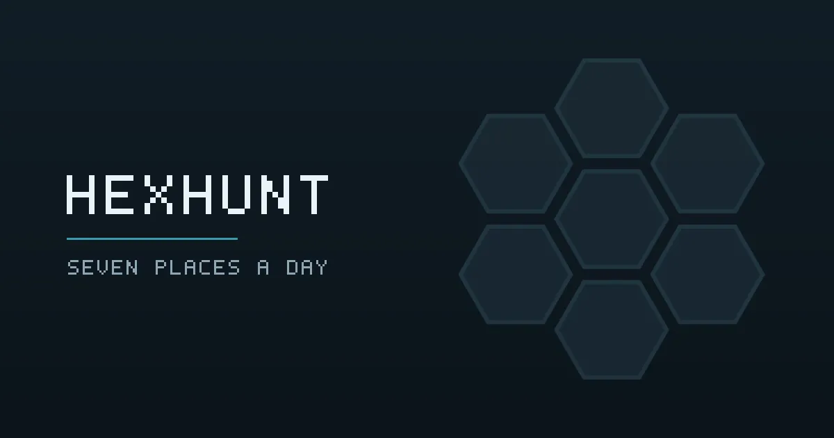 The HexHunt share image: a flower of hexagons