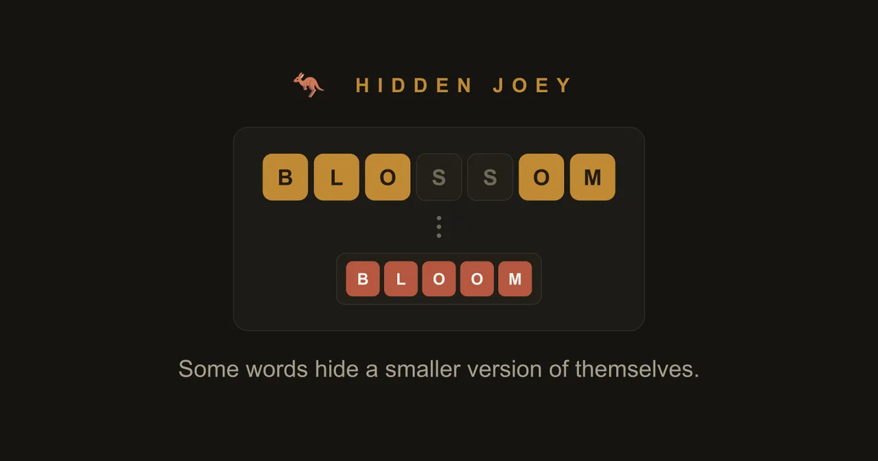 Hidden Joey card showing BLOSSOM with the letters of BLOOM highlighted