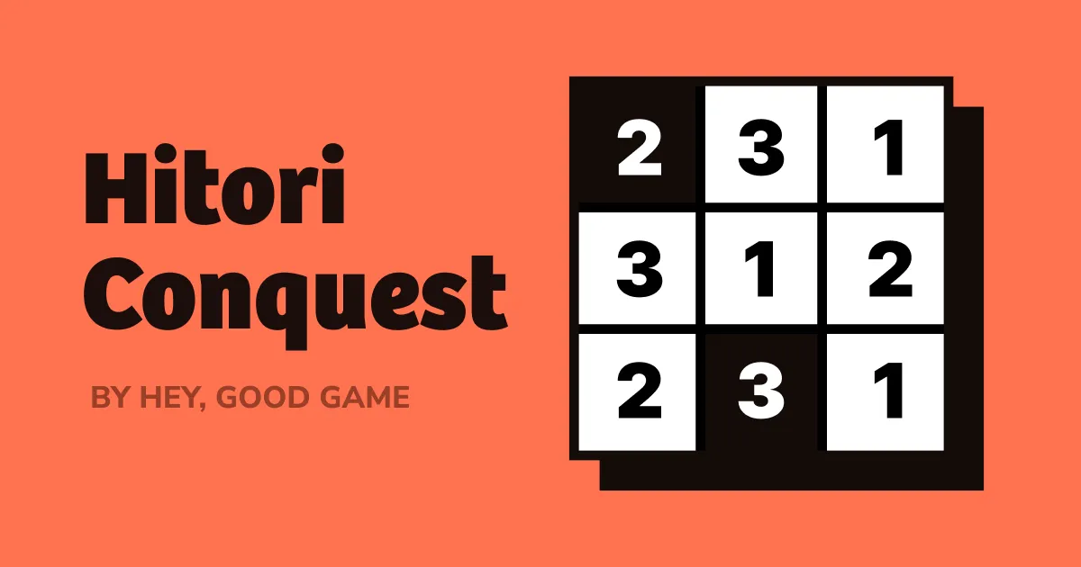 Hitori Conquest cover with a small shaded Hitori grid