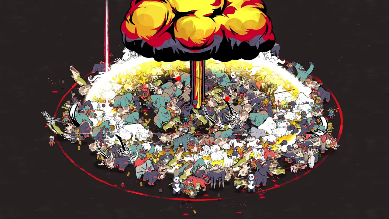How Many Dudes?: a crowd of Dudes fighting a giant enemy