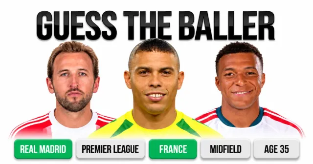 iKnowBall share card: Guess the Baller above three footballers and the clue chips Real Madrid, Premier League, France, Midfield and Age 35