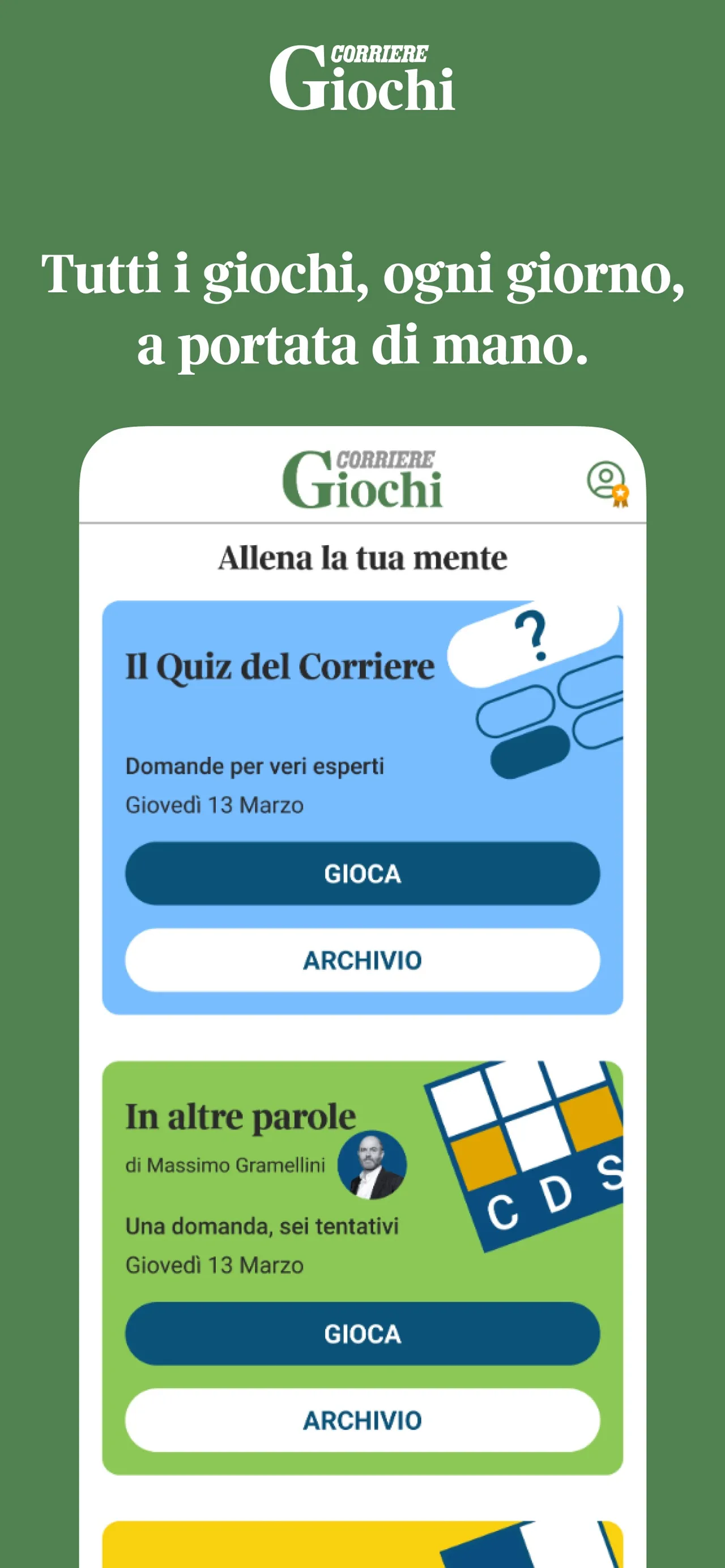 Il Quiz del Corriere in the Corriere Giochi app