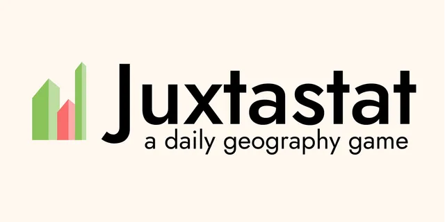 The Juxtastat logo, a daily geography game, with a small bar chart