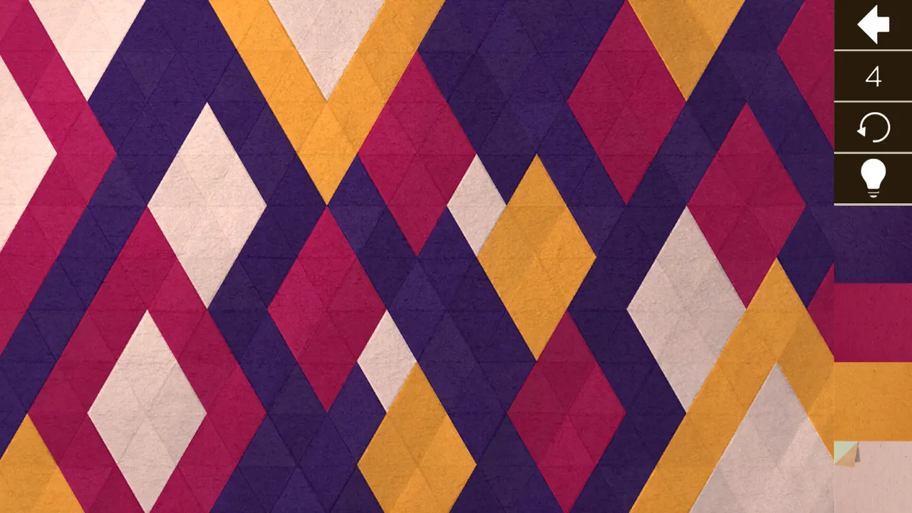 A KAMI 2 puzzle of folded coloured paper triangles