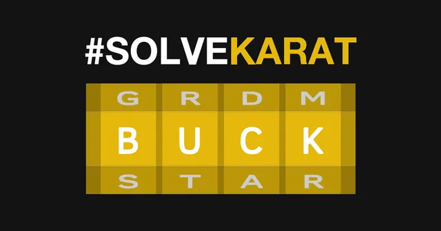 Karat's golden ingot with four rings, the middle face spelling BUCK