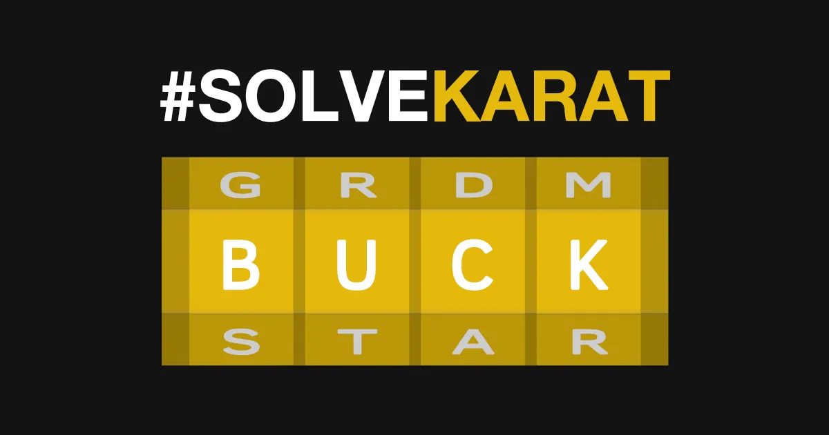 Karat's golden ingot with four rings, the middle face spelling BUCK