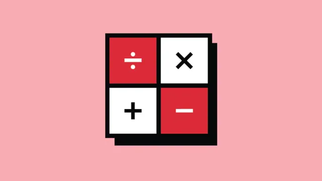 Boston Globe KenKen art: a two by two grid of red and white squares with divide, times, plus and minus signs