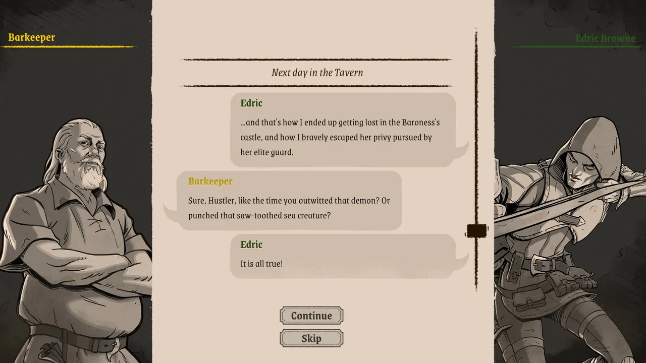 Knights in Tight Spaces screenshot of the party fighting enemies in a tight room
