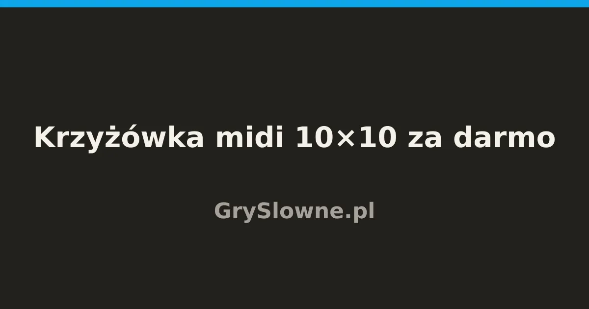 The GrySlowne.pl title card: Krzyżówka midi 10×10 za darmo