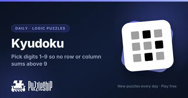 Kyudoku daily puzzles on Puzzleship