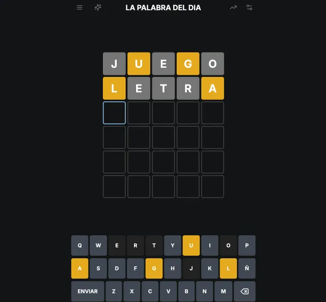 A game of La palabra del día in progress, from the site's own screenshots