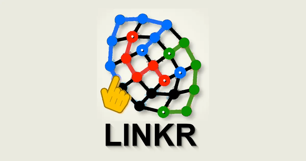 LINKR artwork: coloured paths joining points on a network of lines
