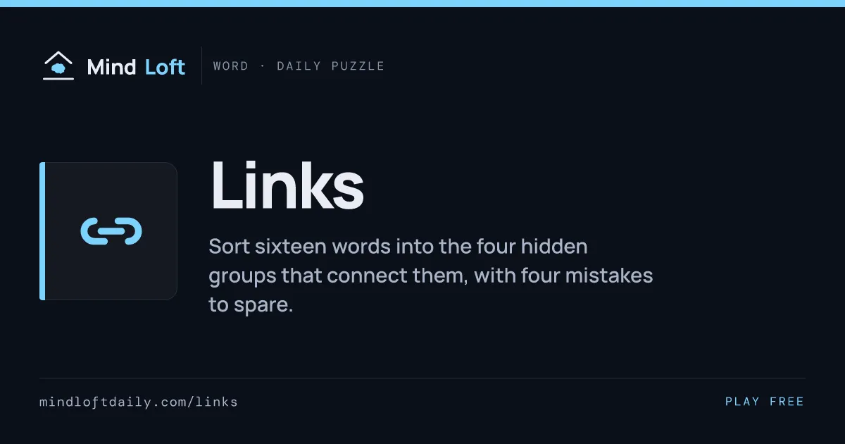 Links title card from Mind Loft: the game's icon, name and one-line description