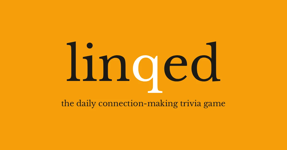 The linqed logo on orange, with the tagline the daily connection-making trivia game