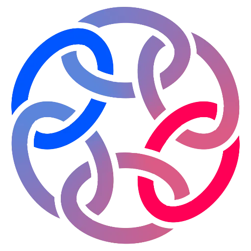 Linxicon's logo: interlocking chain links in a ring shading from blue to red