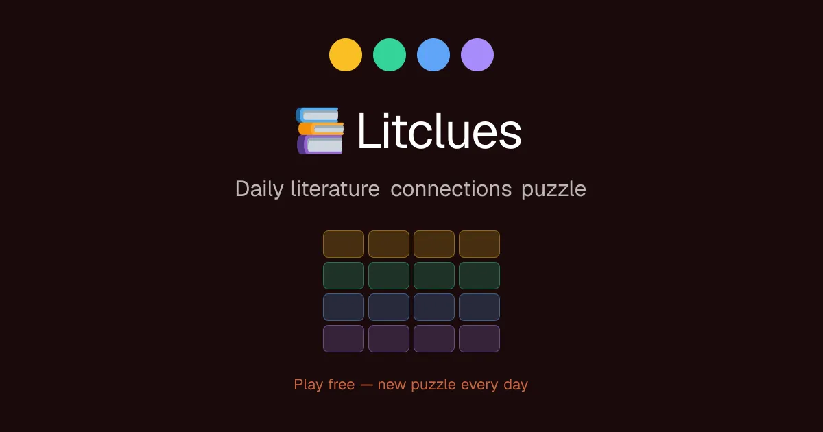 The Litclues share image: four coloured dots above a four by four grid