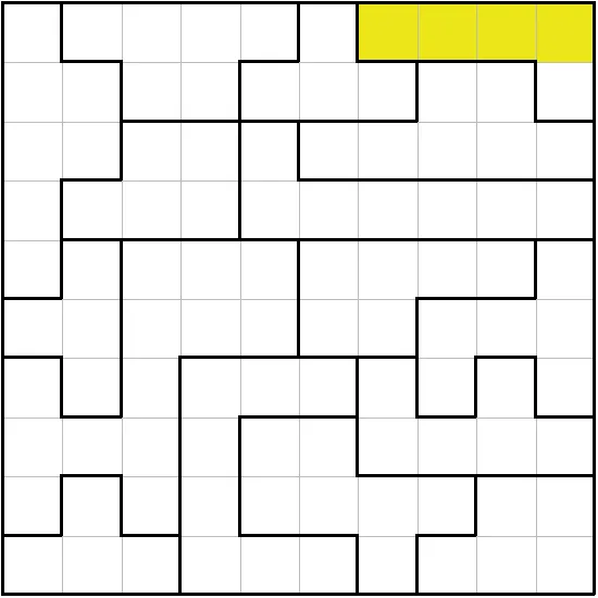 Today's Medium LITS grid on PuzzleMadness for 30 October 2026: a 10x10 board split into regions, with one I tetromino shaded yellow along the top row
