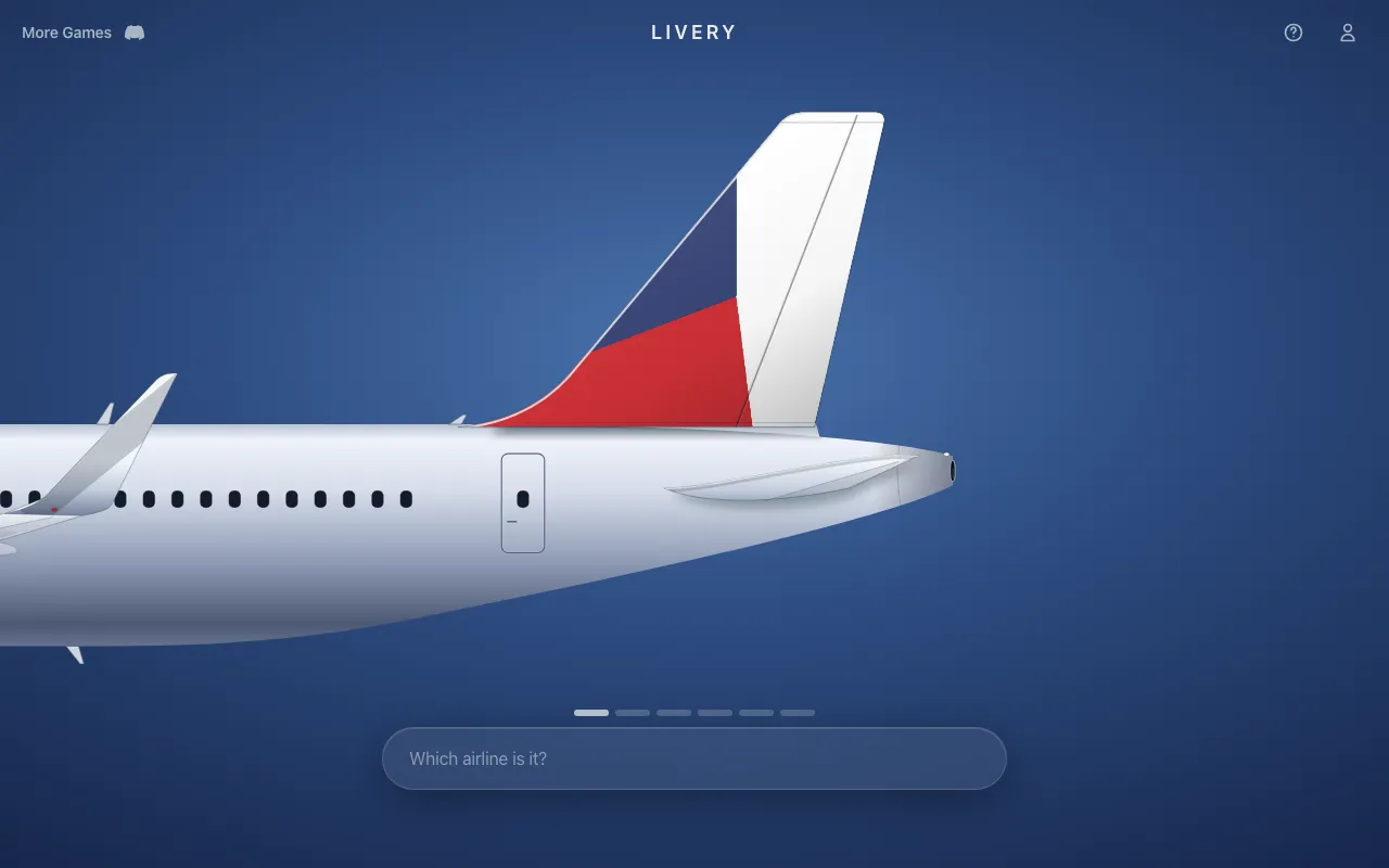 FlightQ's own Livery screenshot: a white, navy and red tail fin on an airliner above the airline guess box