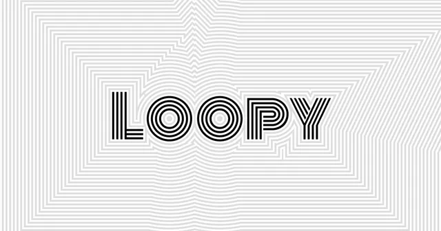 The Loopy logo: the word LOOPY in black striped letters over grey concentric outlines that follow the letter shapes