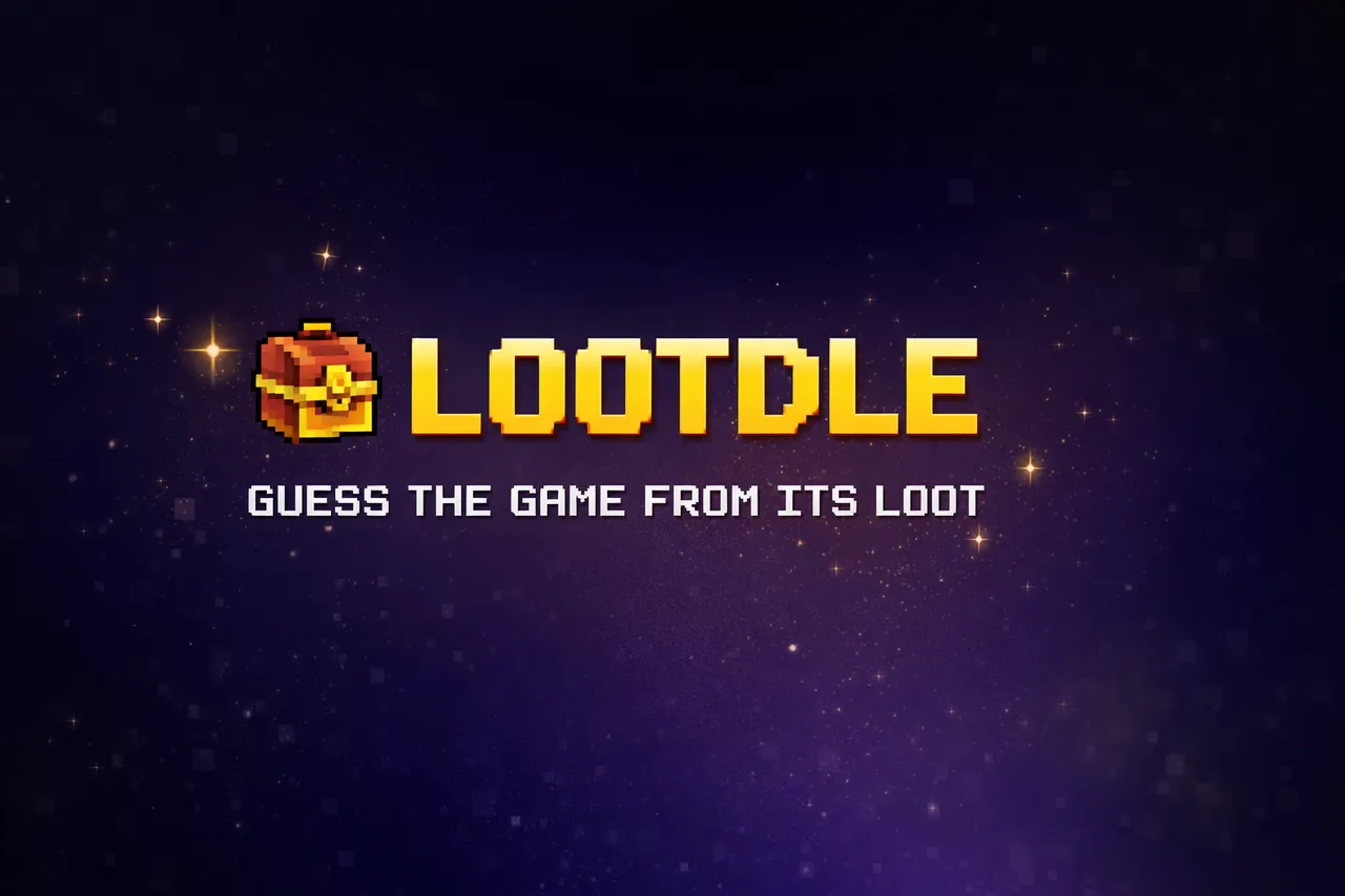Lootdle logo card: a pixel-art treasure chest beside the name Lootdle and the line Guess the game from its loot