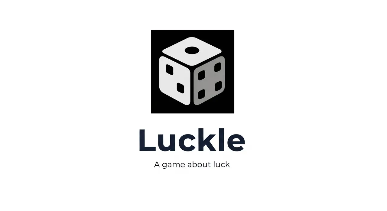 Luckle logo: a white die on black above the words Luckle, A game about luck
