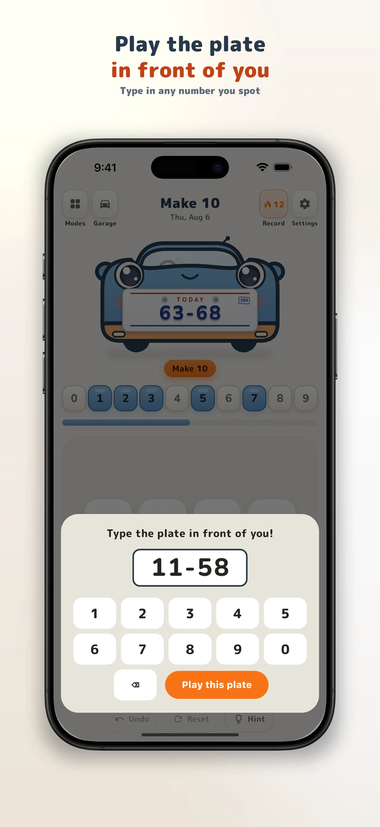 Make 10's Real Plate Mode keypad with the plate 11-58 typed in