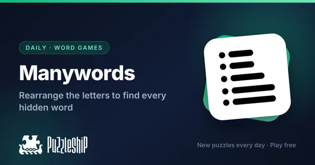 Manywords daily puzzles on Puzzleship