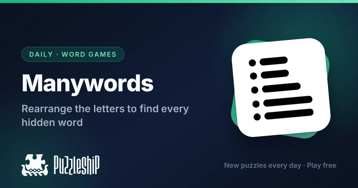 Manywords daily puzzles on Puzzleship
