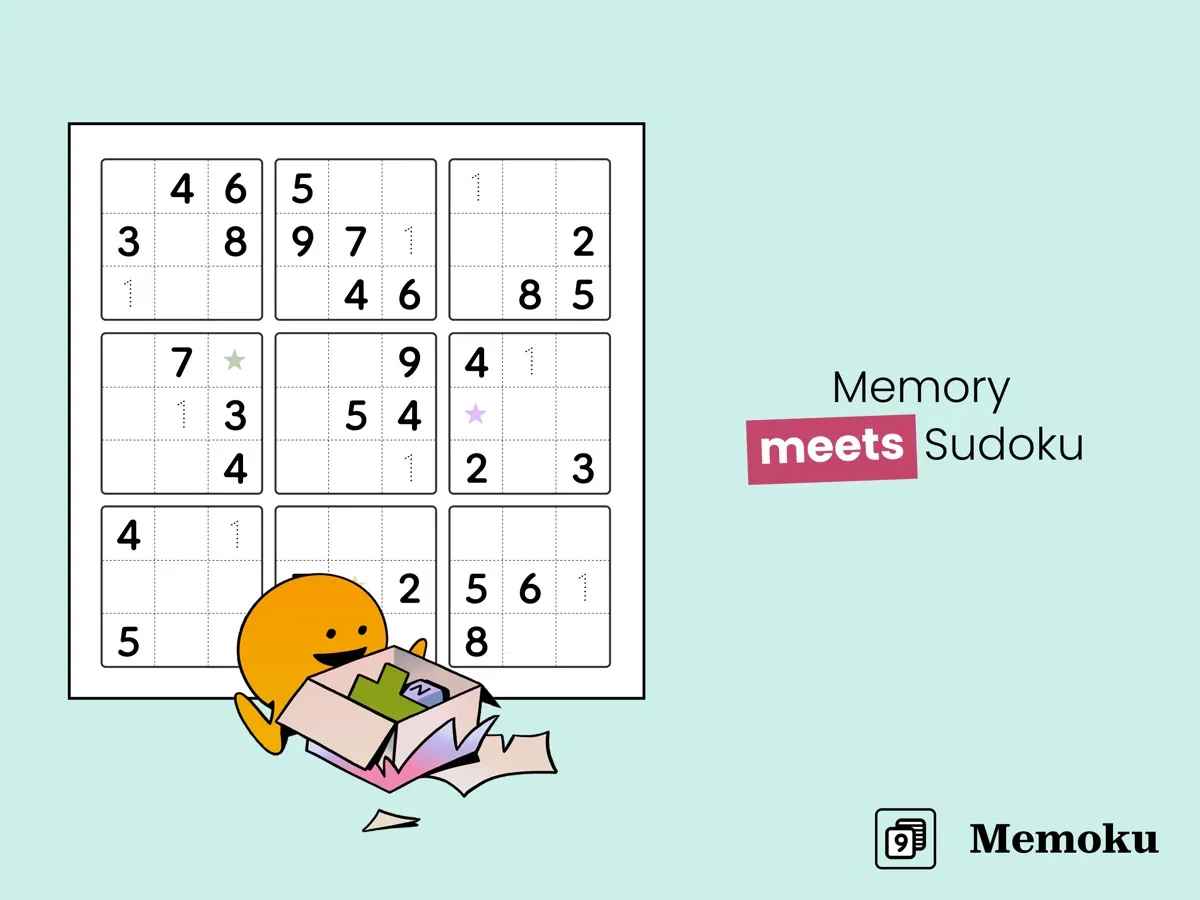 A Memoku board on Puzzmo shown in landscape