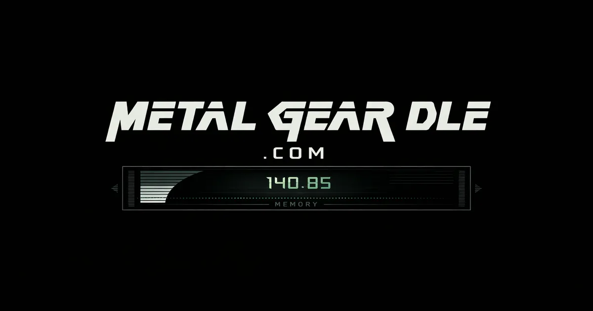 Metal Gear Dle share card: the title METAL GEAR DLE .COM above a codec display reading 140.85 Memory
